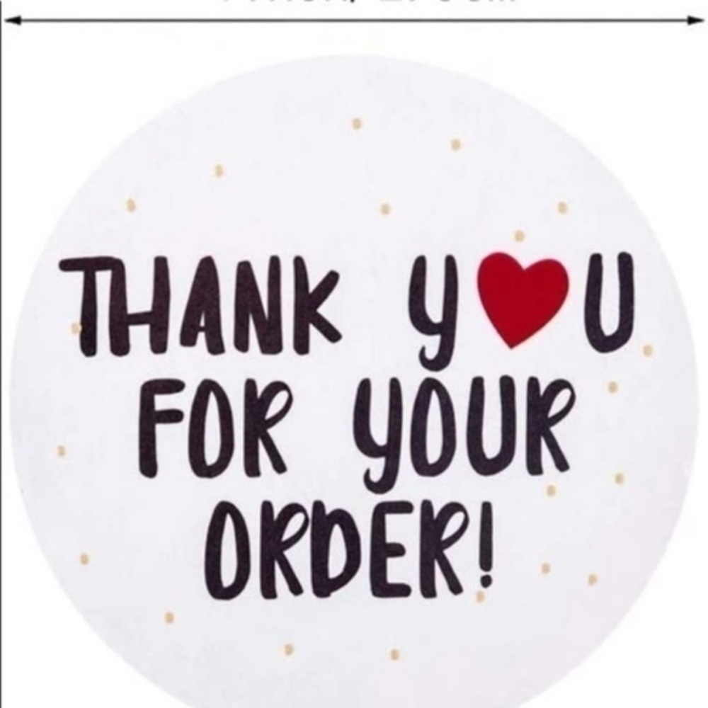 100- 1 inch Thank You for your order Stickers